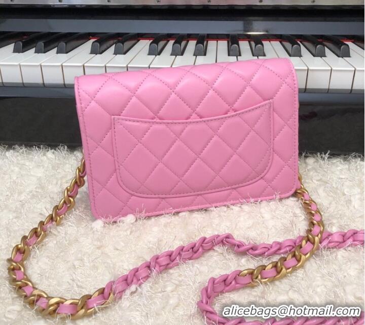 Pretty Style Chanel Original Small classic Sheepskin flap bag AP33814 pink