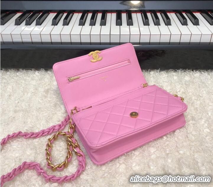 Pretty Style Chanel Original Small classic Sheepskin flap bag AP33814 pink