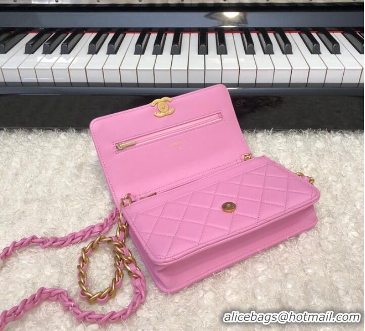 Pretty Style Chanel Original Small classic Sheepskin flap bag AP33814 pink