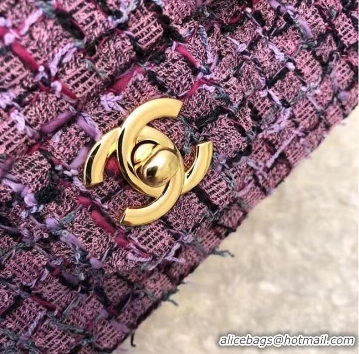 Most Popular Chanel CLASSIC HANDBAG A01112 Dark Pink& gold