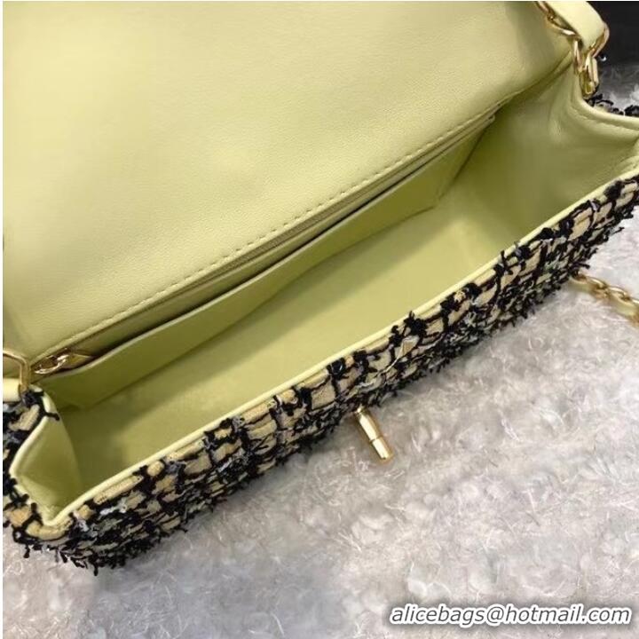 Pretty Style Chanel CLASSIC HANDBAG A01116 green& gold