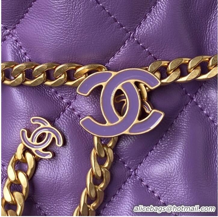 Good Product Chanel Drawstring Bag & Gold Metal AS3117 purple