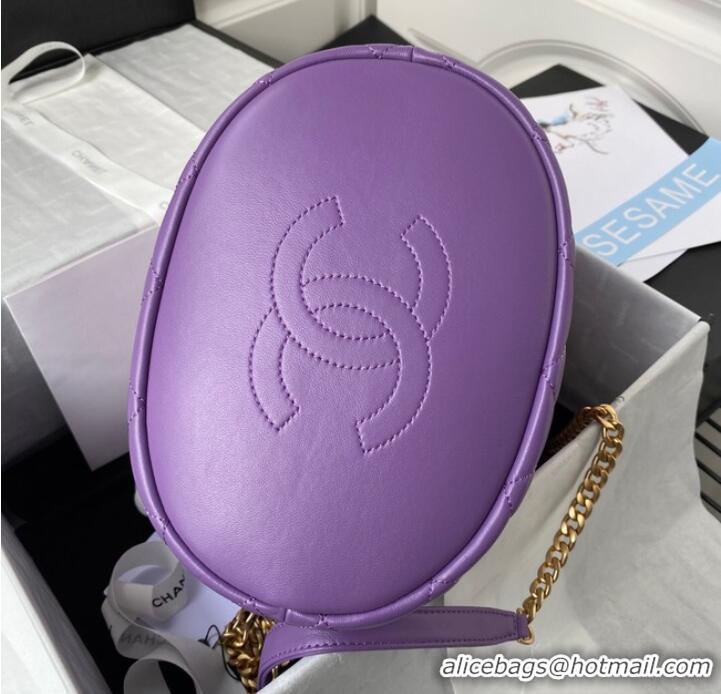 Good Product Chanel Drawstring Bag & Gold Metal AS3117 purple