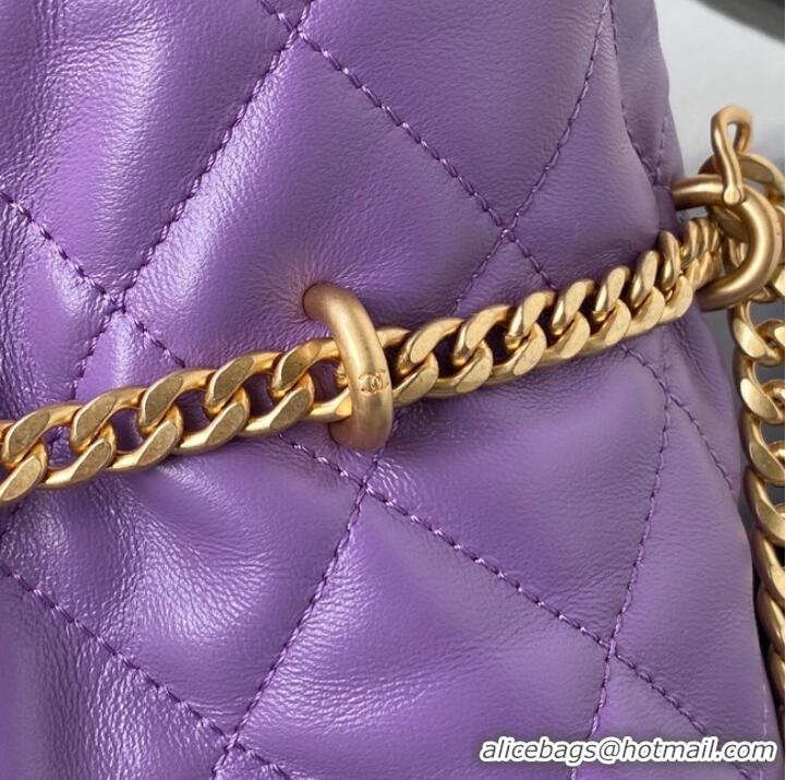 Good Product Chanel Drawstring Bag & Gold Metal AS3117 purple