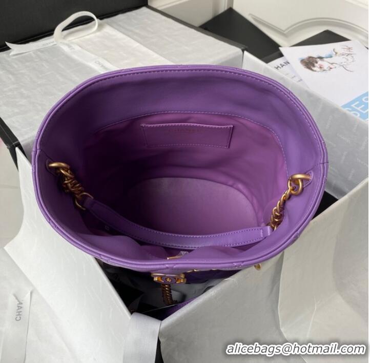 Good Product Chanel Drawstring Bag & Gold Metal AS3117 purple