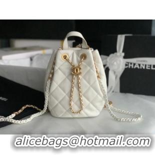 Buy Promotional Chanel Calfskin Backpack Original Leather AS3211 white