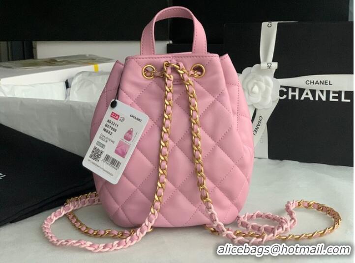 Shop Promotional Chanel Calfskin Backpack Original Leather AS3211 pink