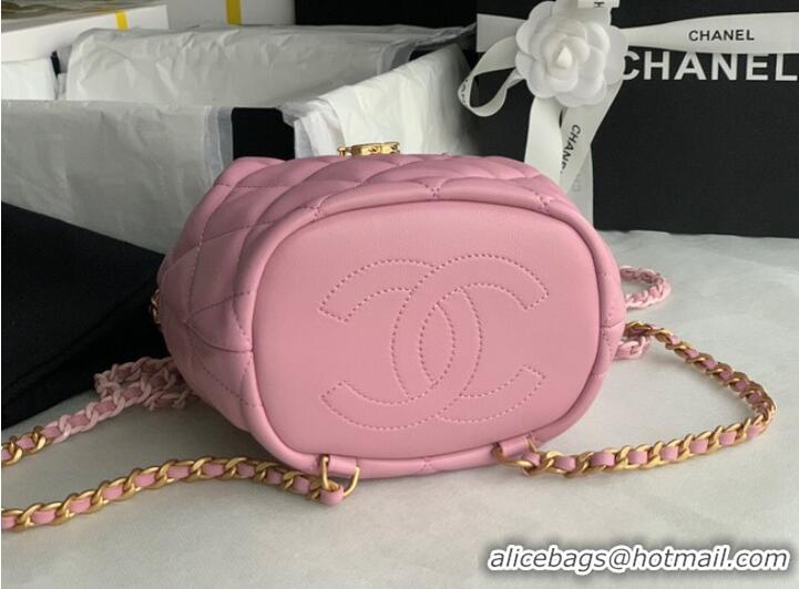 Shop Promotional Chanel Calfskin Backpack Original Leather AS3211 pink