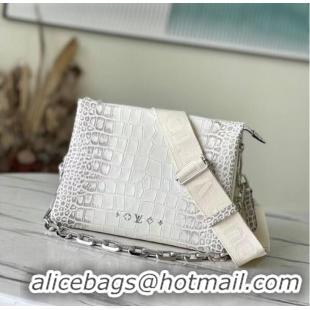 Good Product Louis Vuitton COUSSIN PM IN CROCODILE-EMBOSSED LACQUERED LEATHER M57790 white