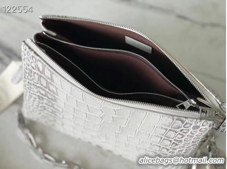 Good Product Louis Vuitton COUSSIN PM IN CROCODILE-EMBOSSED LACQUERED LEATHER M57790 white