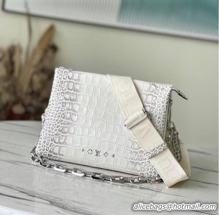 Good Product Louis Vuitton COUSSIN PM IN CROCODILE-EMBOSSED LACQUERED LEATHER M57790 white