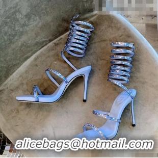 Good Product Rene Caovilla Jewel Sandals with STILETTO HEEL SUPERCLEO 9.5cm RC1051 Blue 2022