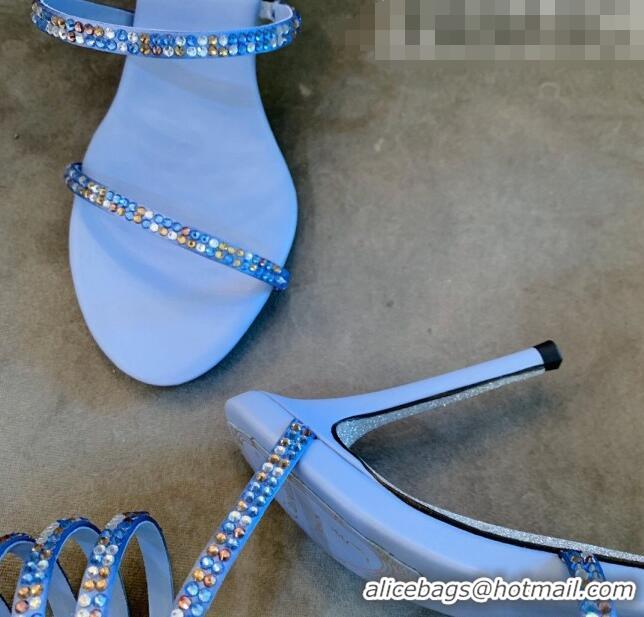 Good Product Rene Caovilla Jewel Sandals with STILETTO HEEL SUPERCLEO 9.5cm RC1051 Blue 2022