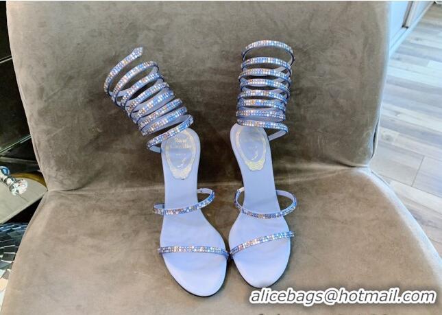 Good Product Rene Caovilla Jewel Sandals with STILETTO HEEL SUPERCLEO 9.5cm RC1051 Blue 2022