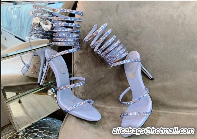 Good Product Rene Caovilla Jewel Sandals with STILETTO HEEL SUPERCLEO 9.5cm RC1051 Blue 2022