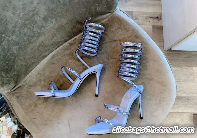 Good Product Rene Caovilla Jewel Sandals with STILETTO HEEL SUPERCLEO 9.5cm RC1051 Blue 2022