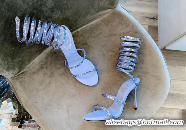 Good Product Rene Caovilla Jewel Sandals with STILETTO HEEL SUPERCLEO 9.5cm RC1051 Blue 2022