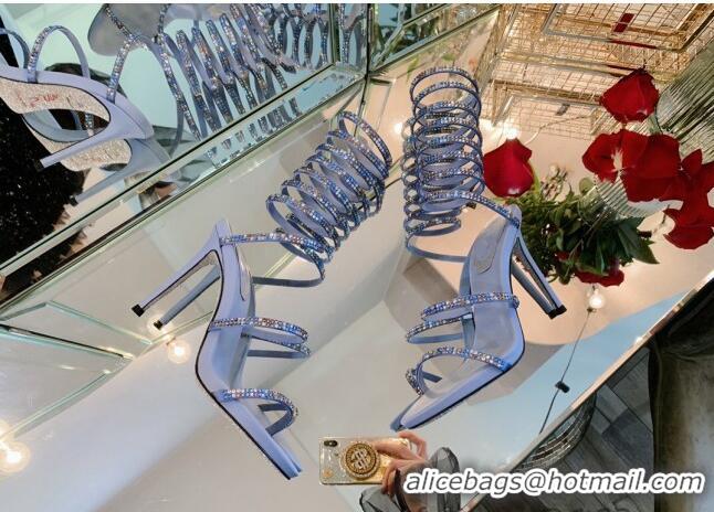 Good Product Rene Caovilla Jewel Sandals with STILETTO HEEL SUPERCLEO 9.5cm RC1051 Blue 2022