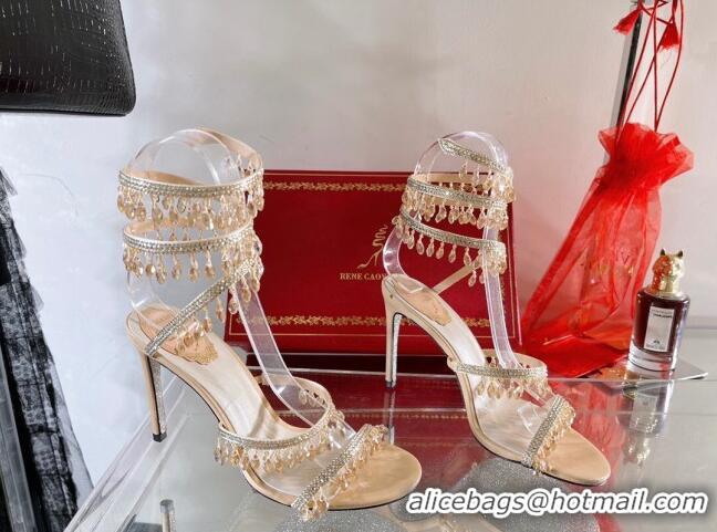 Affordable Price Rene Caovilla Elegant Evening Sandals CHANDELIER with 9.5cm Heel RC1054 Beige 2022