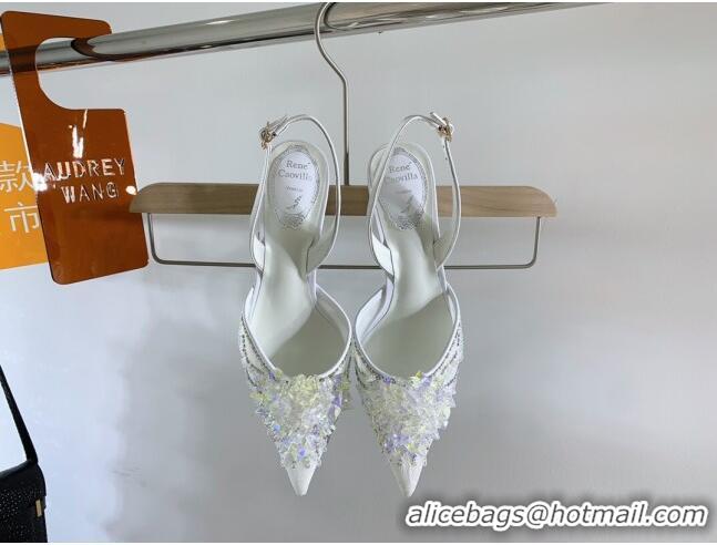 Good Product Rene Caovilla Lace Pump with 7.5cm Heel RC1056 White 2022