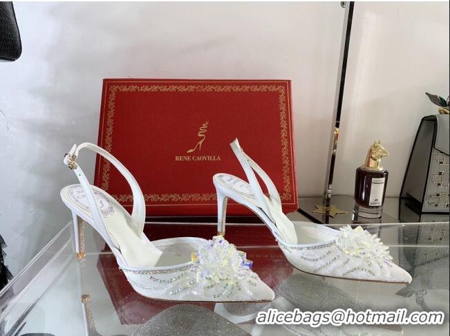 Good Product Rene Caovilla Lace Pump with 7.5cm Heel RC1056 White 2022