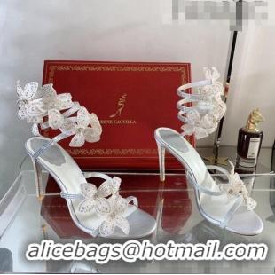 Top Quality Rene Caovilla Sandals with high Heels FLORIANE 9.5cm Heel RC1057 White/Silver 2022