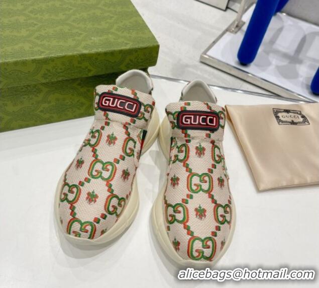 Top Grade Gucci GG Flower Jacquard Slip-on Sneakers White 2052612