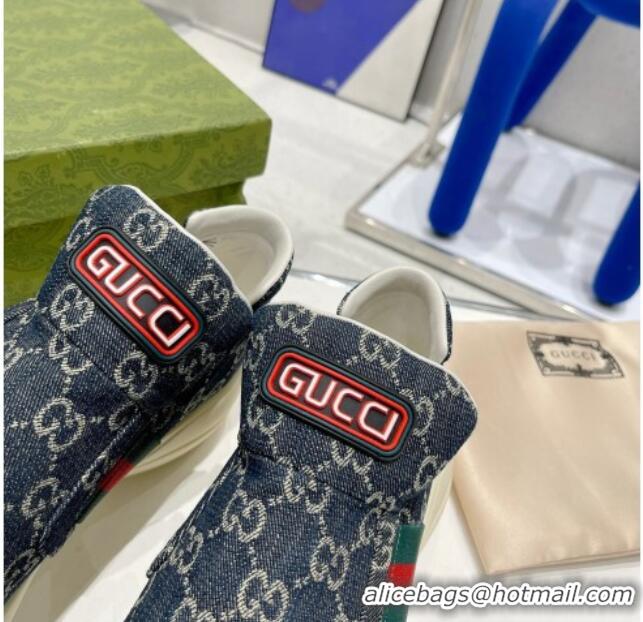 Cheap Gucci GG Denim Slip-on Sneakers Blue 2052614