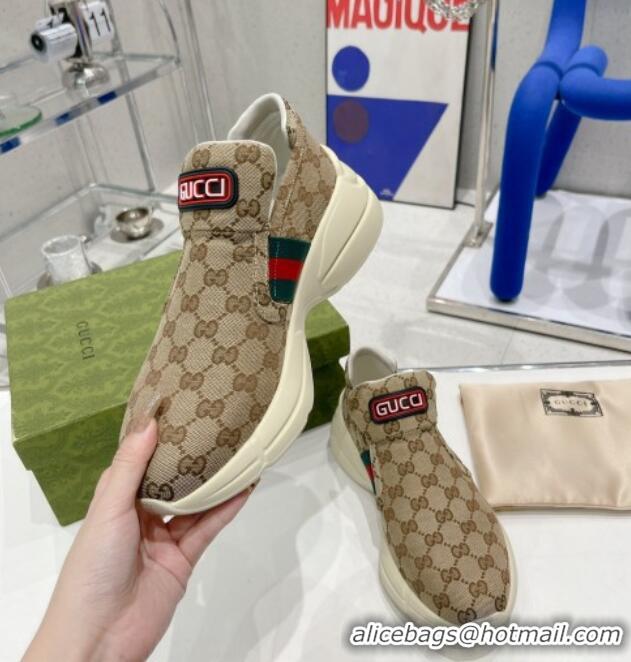 Hot Style Gucci GG Canvas Slip-on Sneakers Beige 052616