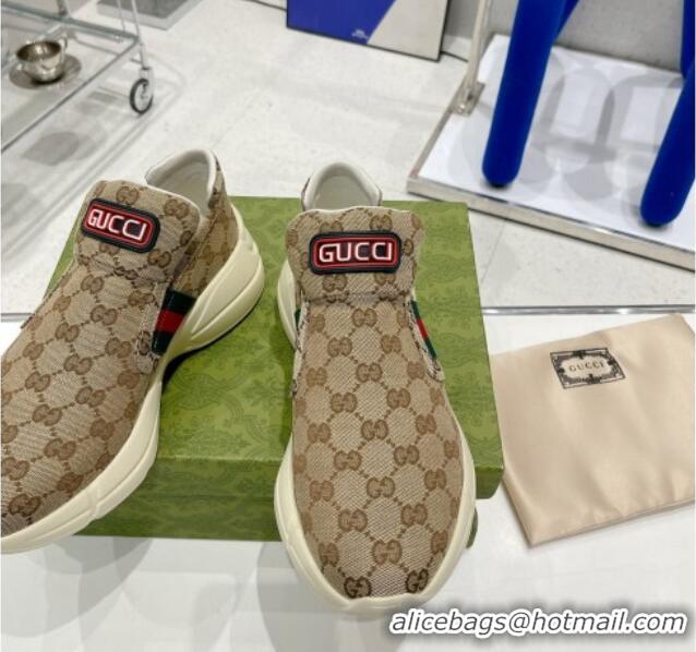 Hot Style Gucci GG Canvas Slip-on Sneakers Beige 052616