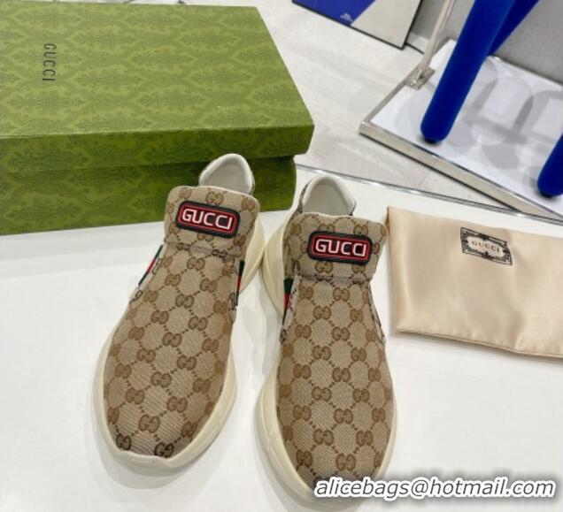 Hot Style Gucci GG Canvas Slip-on Sneakers Beige 052616