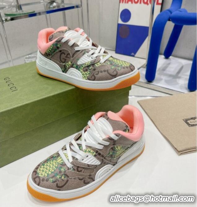 Grade Quality Gucci Pineapple Print GG Canvas Basket Low-top Sneakers 2052618