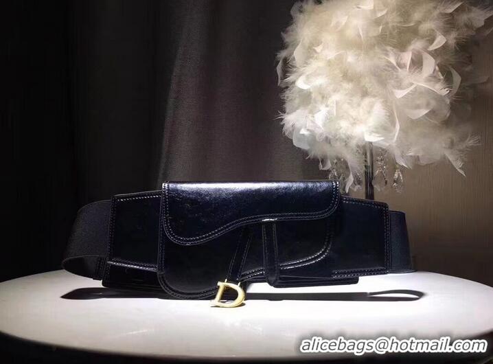 Top Quality DIOR Original Leather Saddle Belt Bag M9021 Black