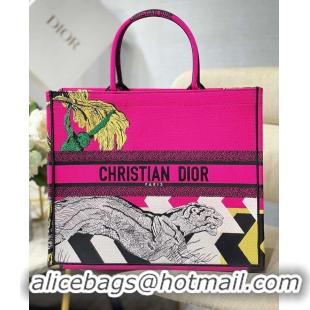 Inexpensive DIOR BOOK TOTE BAG TOILE DE JOUY M1286 Tiger Pink Customized Your Name