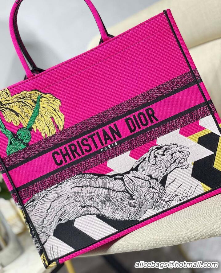 Inexpensive DIOR BOOK TOTE BAG TOILE DE JOUY M1286 Tiger Pink Customized Your Name