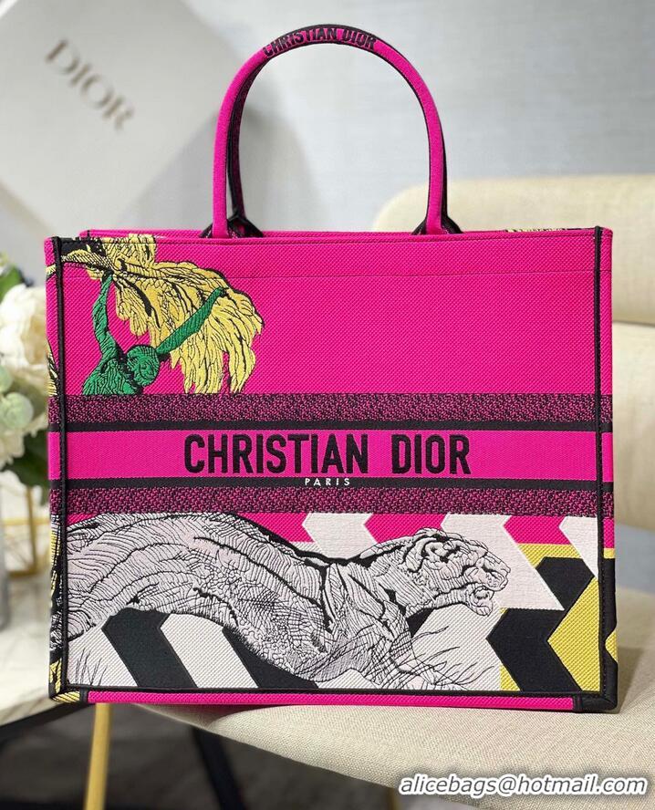 Inexpensive DIOR BOOK TOTE BAG TOILE DE JOUY M1286 Tiger Pink Customized Your Name