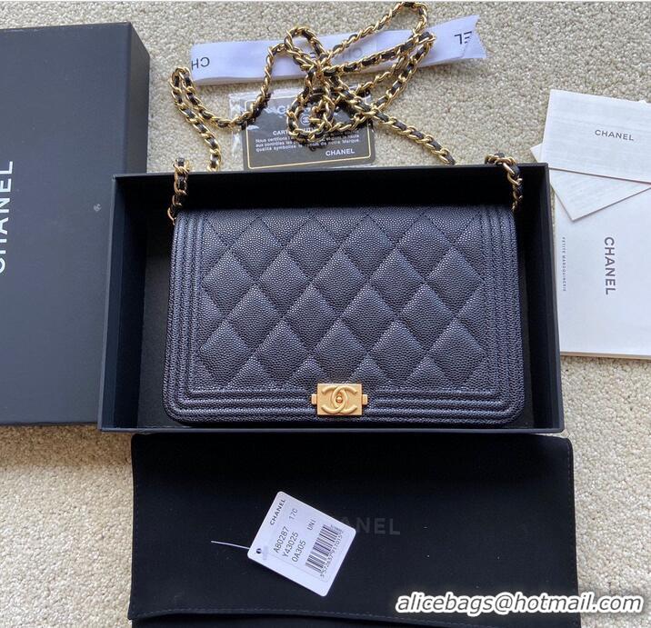 Popular Style BOY CHANEL Original Wallet on Chain A80287 black