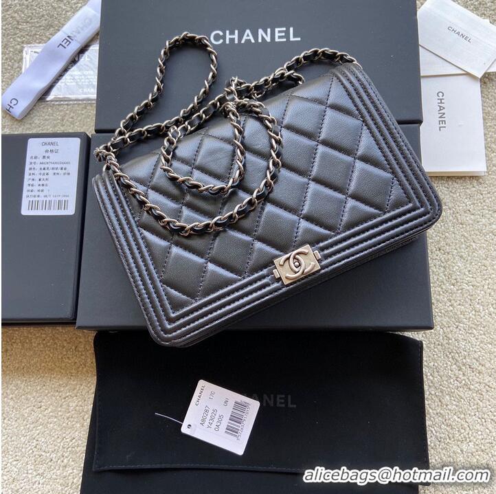 Popular Style BOY CHANEL Original Wallet on Chain A80287 black