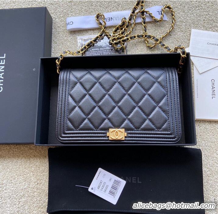 Popular Style BOY CHANEL Original Wallet on Chain A80287 black