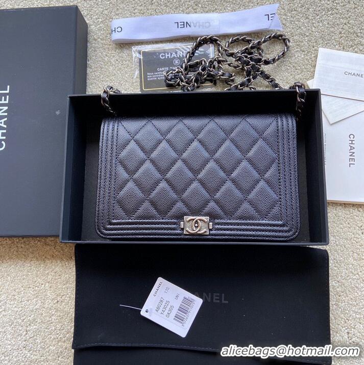 Popular Style BOY CHANEL Original Wallet on Chain A80287 black