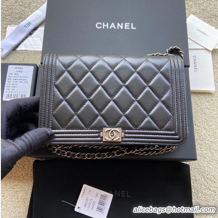 Popular Style BOY CHANEL Original Wallet on Chain A80287 black