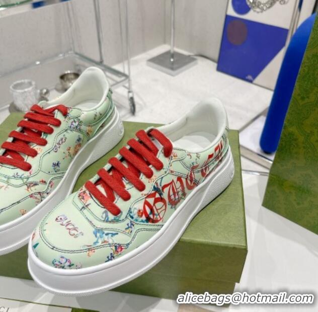 Best Grade Gucci Leather Sneakers with GUCCI Print Green 2052622