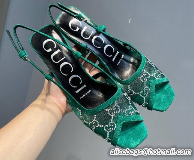 Grade Quality ucci GG Mesh Mid-heel Sandals Green 621116 