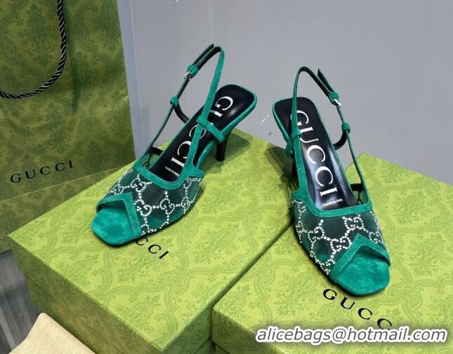 Grade Quality ucci GG Mesh Mid-heel Sandals Green 621116 