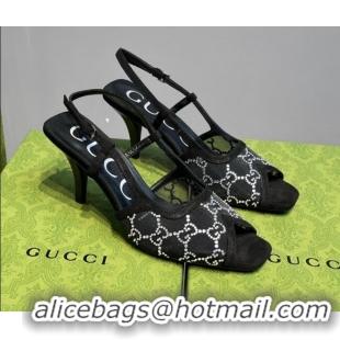 Pretty Style Gucci GG Mesh Mid-heel Sandals Black 621119