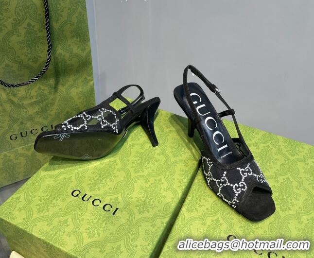 Pretty Style Gucci GG Mesh Mid-heel Sandals Black 621119