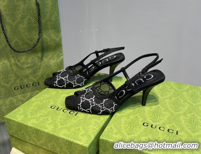 Pretty Style Gucci GG Mesh Mid-heel Sandals Black 621119