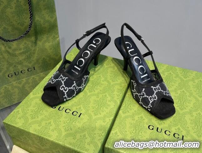 Pretty Style Gucci GG Mesh Mid-heel Sandals Black 621119