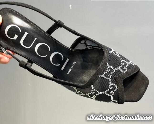 Pretty Style Gucci GG Mesh Mid-heel Sandals Black 621119