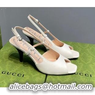 Best Product Gucci Leather Mid-heel Sandals 7.5cm White 0621120